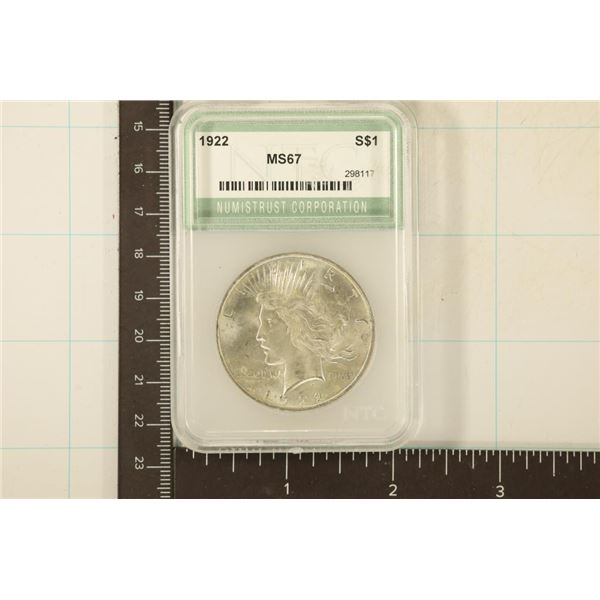 1922 PEACE SILVER DOLLAR IN A SLAB CLAIMING MS67