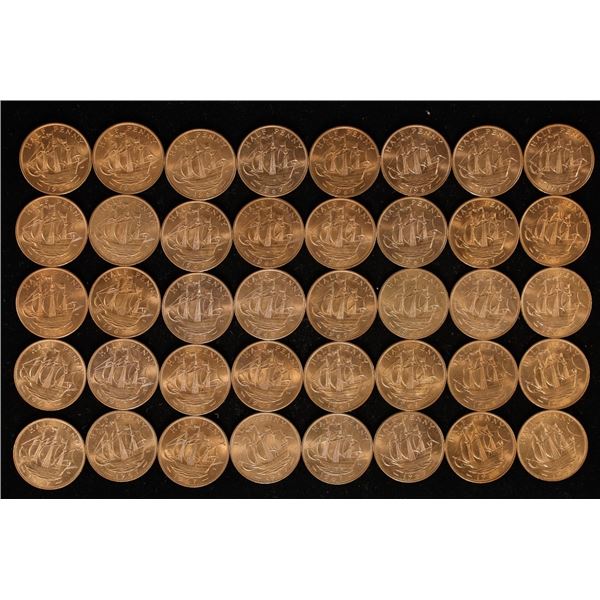 40-1967 GREAT BRITAIN BRILLIANT UNC 1/2 PENNIES