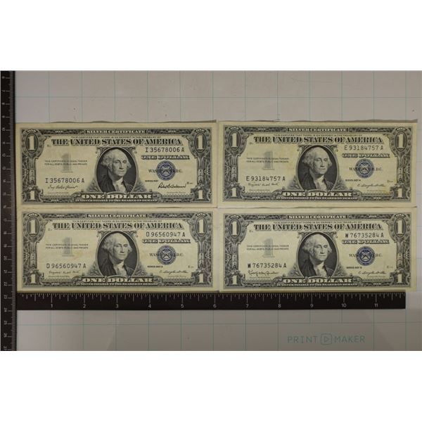 1957, 2-1957-A & 1957-B US $1 SILVER CERT BLUE