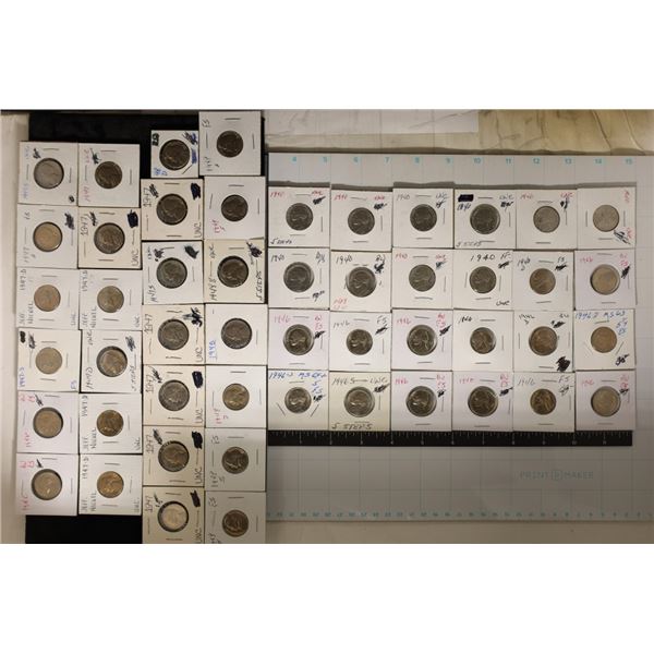 50 JEFFERSON BU/UNC NICKELS: 1940-1948 INCLUDES