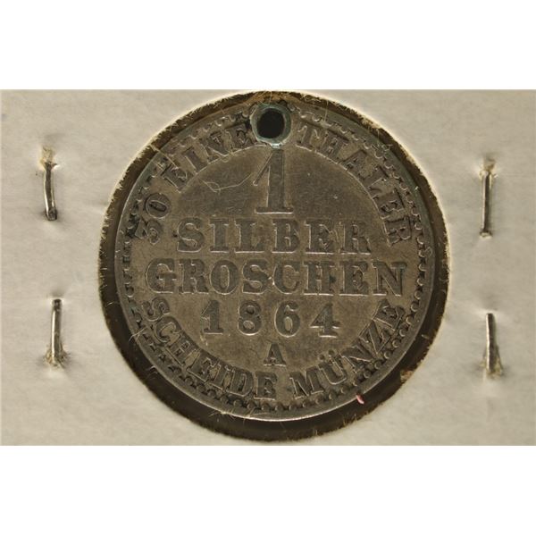 1864-A PRUSSIA SILVER 1 SILBER GROSCHEN .0156