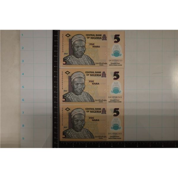 3-2022 BANK OF NIGERIA 5 NAIRIA CRISP UNC POLYMER