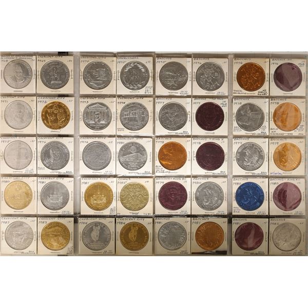 40 ASSORTED ALUMINUM MARDI GRAS TOKENS: SPIRIT OF