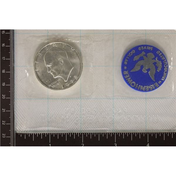 1972 IKE SILVER DOLLAR (BLUE PACK) NO ENVELOPE