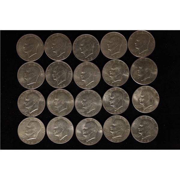 20 ASSORTED IKE AU/UNC DOLLARS: 1971-1978