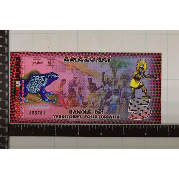 2014 AMAZONAS 5 FRANC POLYMER CRISP UNC COLORIZED