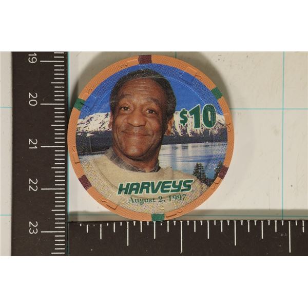 $10 HARVEYS CASINO CHIP. LAKE TAHOE, NEVADA