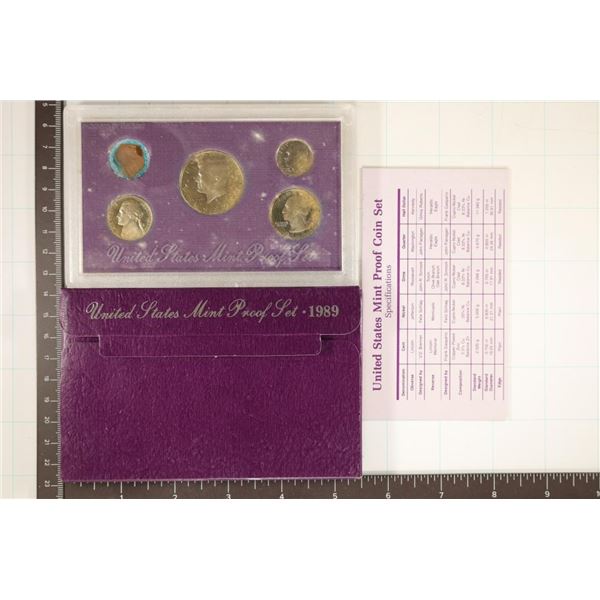 1989 US PROOF SET (WITH BOX) CORRODED CENT WITH