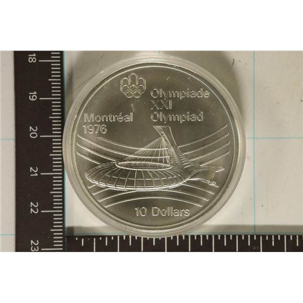 1976 CANADA SILVER $10 OLYMPIC COIN 1.4453 OZ. ASW