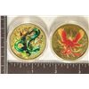 Image 1 : 2 GOLD PLATED COLORIZED MYTHICAL CREATURES COINS