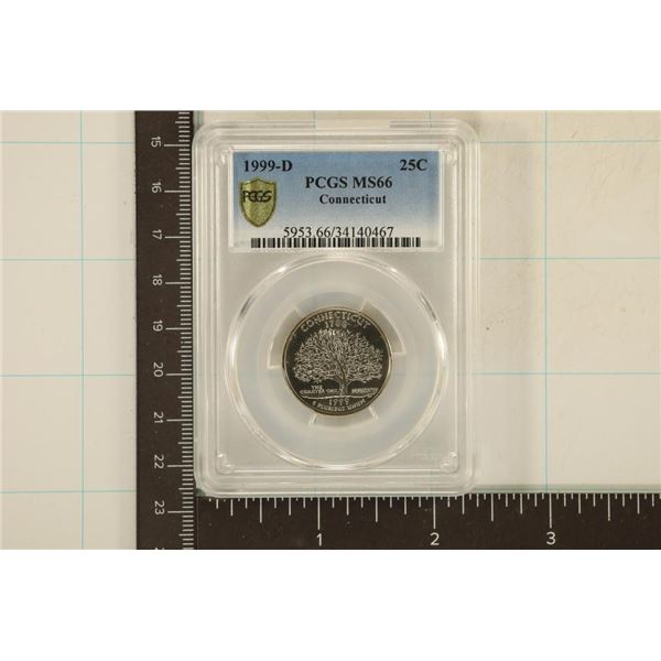 1999-D CONNECTICUT QUARTER PCGS MS66 GOLD SHIELD