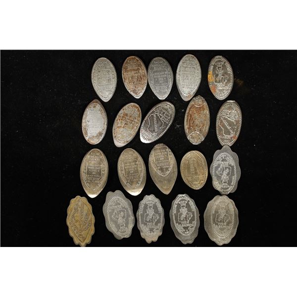 20 ELONGATED US & FORIEGN COINS: 10 LINCOLN STEEL