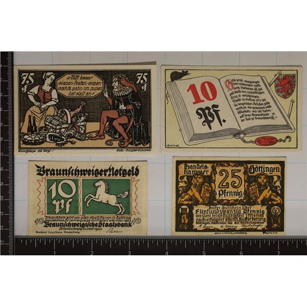 4-1921 GERMAN CRISP UNC NOTGELDS:2-10 PFENNING,