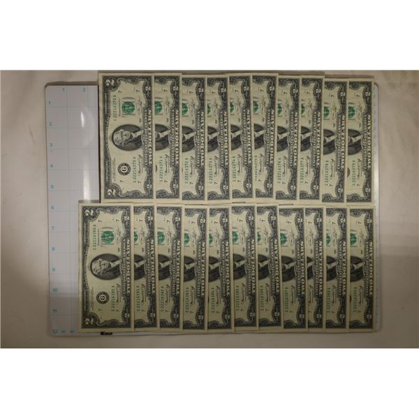 21-1976 US $2 FRN CRISP UNC GREEN SEAL BILLS