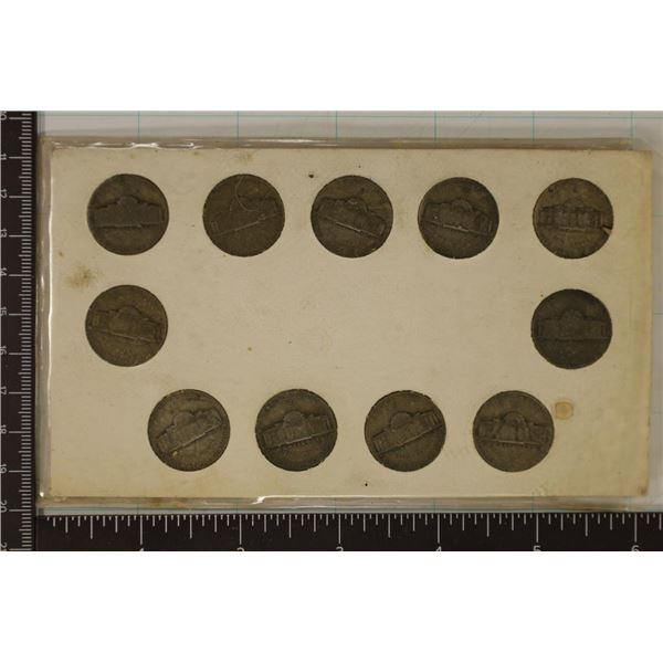 11-35% SILVER JEFFERSON WAR NICKELS IN CARD