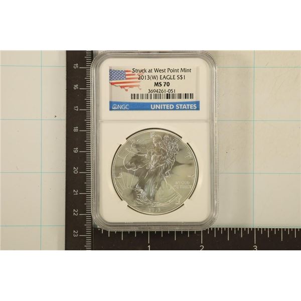 2013 (W) AMERICAN SILVER EAGLE NGC MS70 STRUCK AT