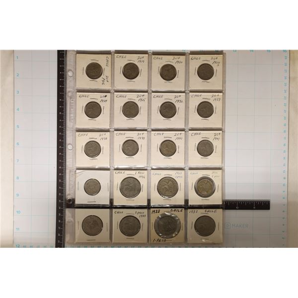 20 COINS FROM CHILE:13 TWENTY CENTAVOS (1916-1941)