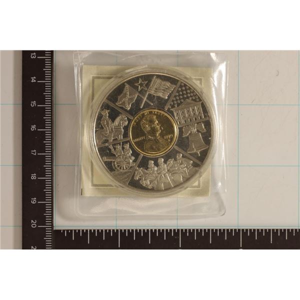 24KT GOLD LAYERED 1999-D LINCOLN CENT ENCASED