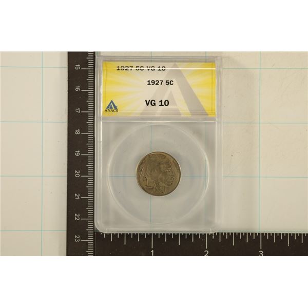 1927 BUFFALO NICKEL ANACS VERY GOOD 10