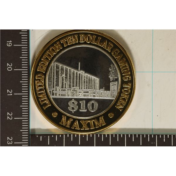 CASINO $10 SILVER TOKEN (UNC) MAXIM CASINO