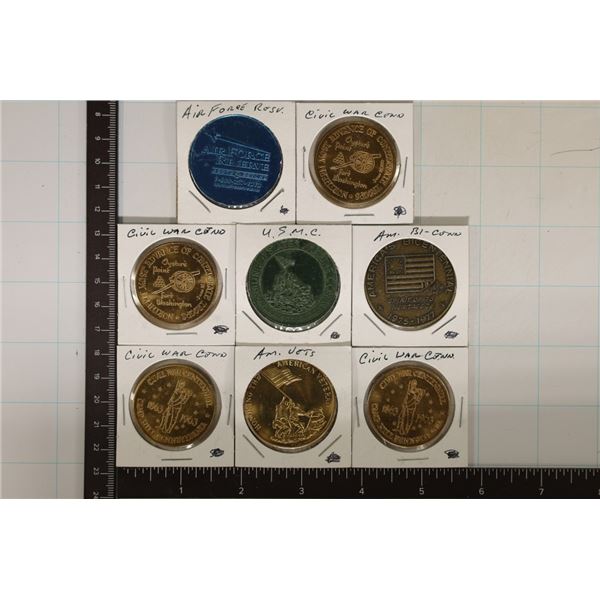 8 METAL MILITARY, CIVIL WAR, & BICENTENNIAL MEDALS
