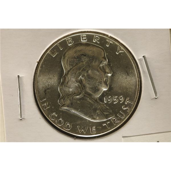 1959 FRANKLIN SILVER HALF DOLLAR BRILLIANT UNC