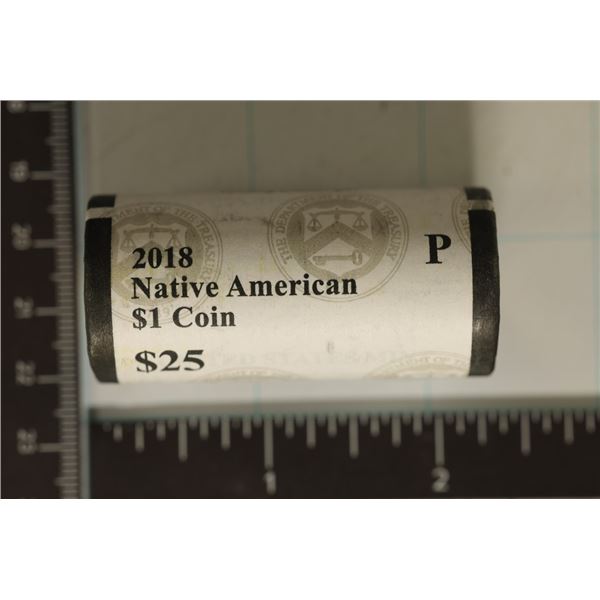 2018-P US $25 SOLID DATE ROLL OF NATIVE AMERICAN