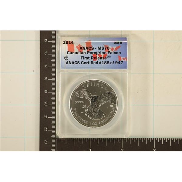 2014 CANADIAN PEREGRINE FALCON ANACS MS70 1ST