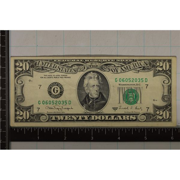 1988-A US $20 GRN, GREEN SEAL