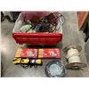 Image 1 : TOTE WITH WIRE, BULBS, AND TOOLS