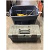 Image 1 : DEWALT CIRCULAR SAW, CAR JACK, PRY BAR AND TOOL BOX WITH CONTENTS