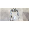 Image 2 : 6 NEW DOOR HANDLES, SATIN CHROME PRIVACY LOCKING, 3 RIGHT HAND AND 3 LEFT HAND OPEN