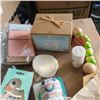 Image 2 : NEW BABY BASKET, INCLUDES BLANKETS, PLUSH RATTLES, BIBS (ALL ORGANIC), CASTING KIT, TEETHERS AND MOR