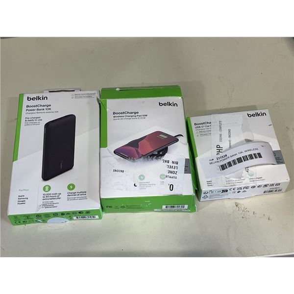 BELKIN POWER BANK 10K, WIRELESS CHARGING PAD 10W AND USB C CAR CHARGER WITH PPS 30W