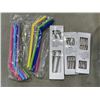Image 2 : NEW SILICONE/ METAL STRAWS MIX & CLEANERS BASKET - 102 STRAWS, RETAIL $190