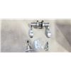 Image 2 : 6 NEW DOOR HANDLES, SATIN CHROME PRIVACY LOCKING, 3 RIGHT HAND AND 3 LEFT HAND OPEN