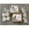 Image 2 : NEW LAUNDRY DRYER BASKET, INCLUDES 16 MOSS CREEK WOOL DRYER BALLS, 3 LAVENDER DRYER BAGS - RETAIL $1