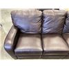 Image 2 : GENUINE LEATHER DARK BROWN POWER RECLINING SOFA, GOOD CONDITION