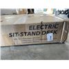 Image 2 : TECH ORBITS ELECTRIC SIT TO STAND DESK, BLACK FRAME WITH BROWN BUTCHER BLOCK TOP