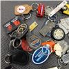 Image 2 : 1920'S PUIRPLE GLASS INKWELL BASE, AND ASSORTED AUTOMOTIVE RELATED KEYCHAINS