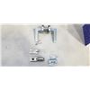 Image 2 : 6 NEW DOOR HANDLES, LONDON SATIN CHROME PASSAGE SETS, WITH HARDWARE, GRADE 3