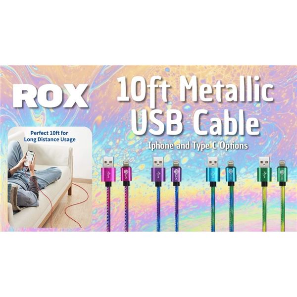 10 ft metallic cord- black/white color