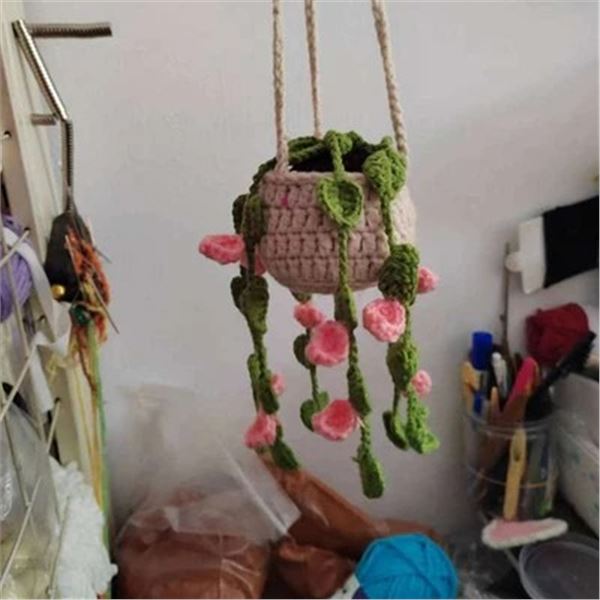 boho crochet hanging plant