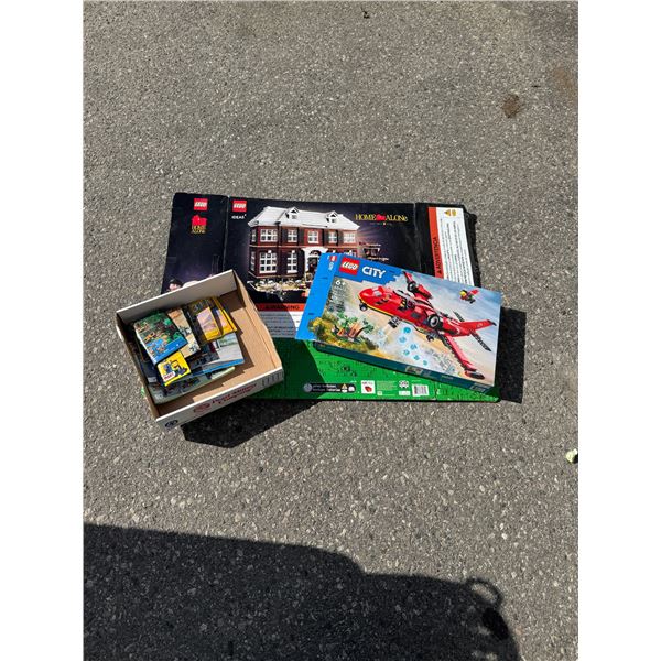 Lego books and magazines and boxes