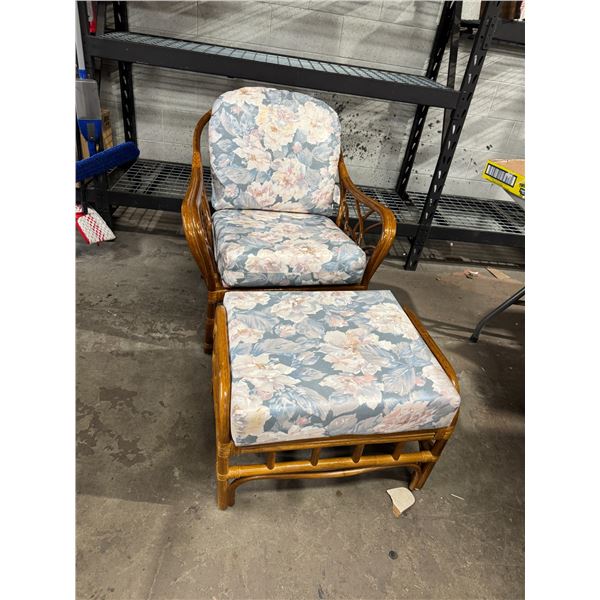 Rattan chair and ottoman