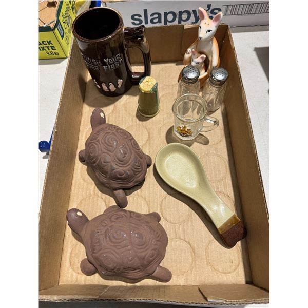 Turtle decor, spoon rest salt and pepper, shakers, etc.