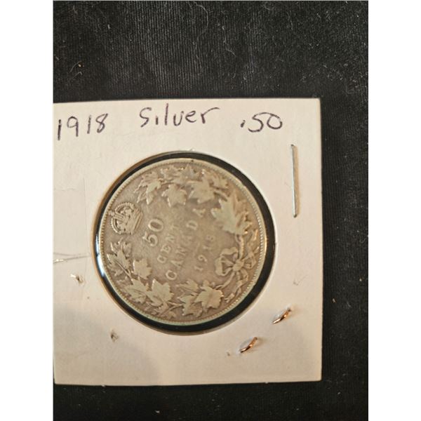 1918 Silver fifty cent coin