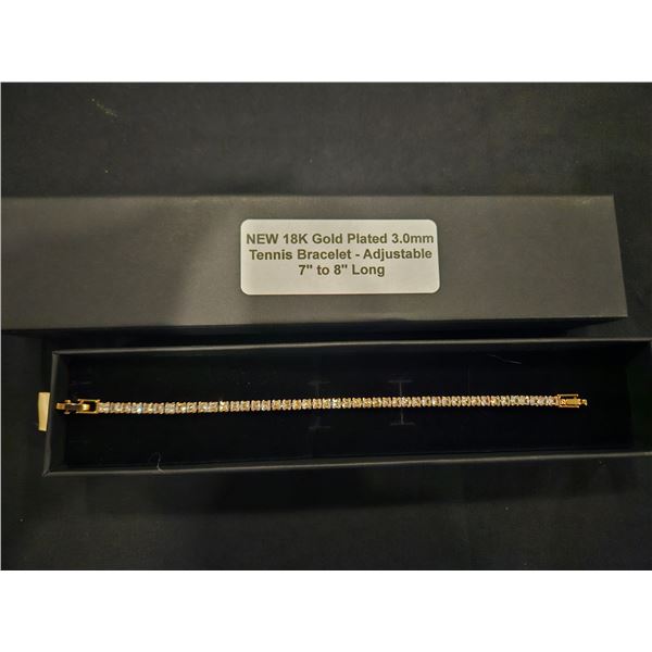 18k gold plated tennis bracelet- 7-8" long
