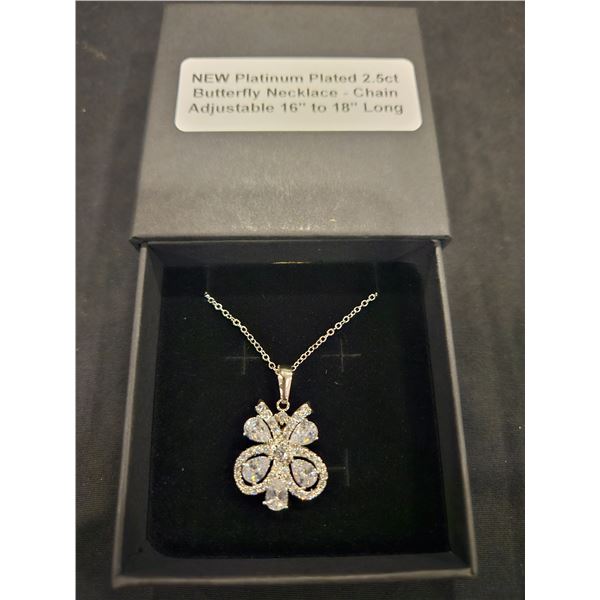 Platinum plated butterfly necklace- 16-18"long