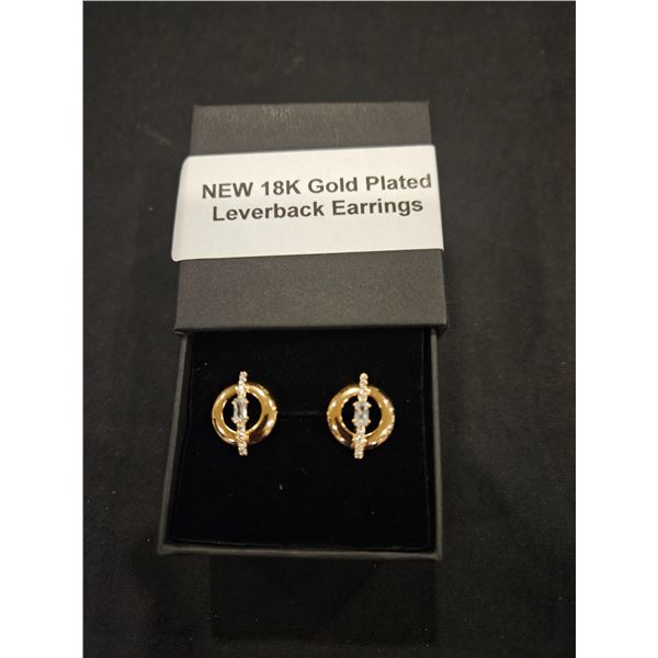 18k gold plated leverback earrings